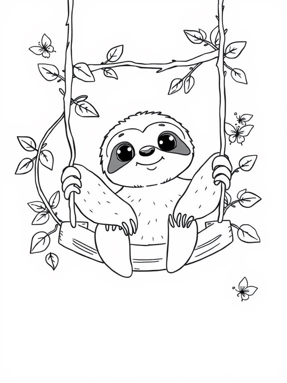 sloths enjoying a swing