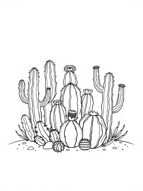 small cactus cluster illustration