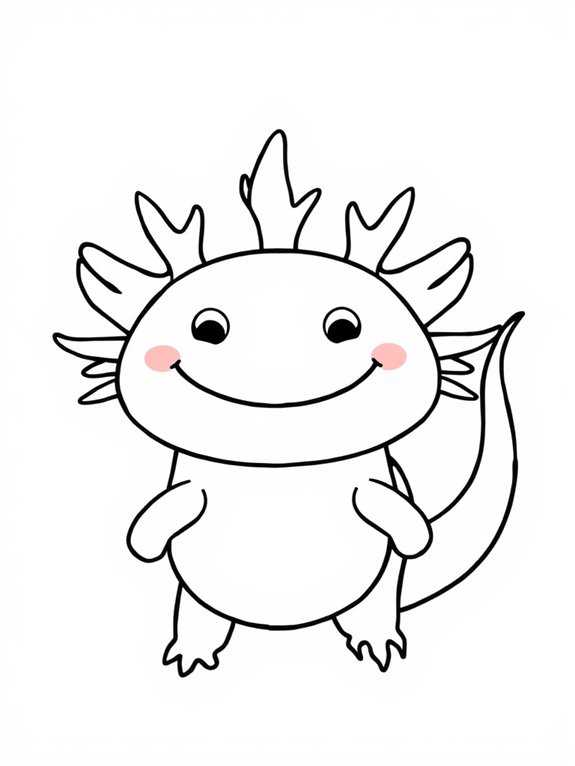 smiley axolotl coloring page