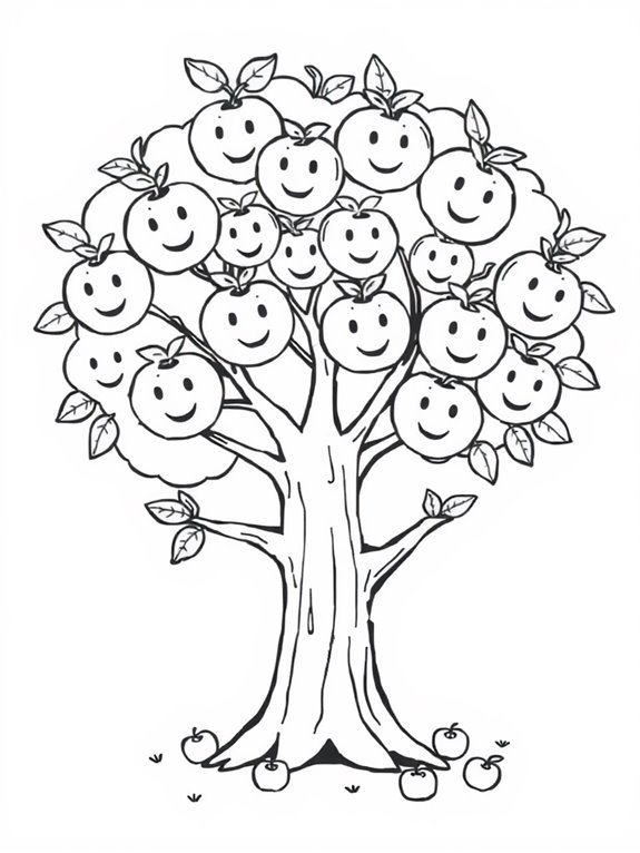 smiling apple tree illustration