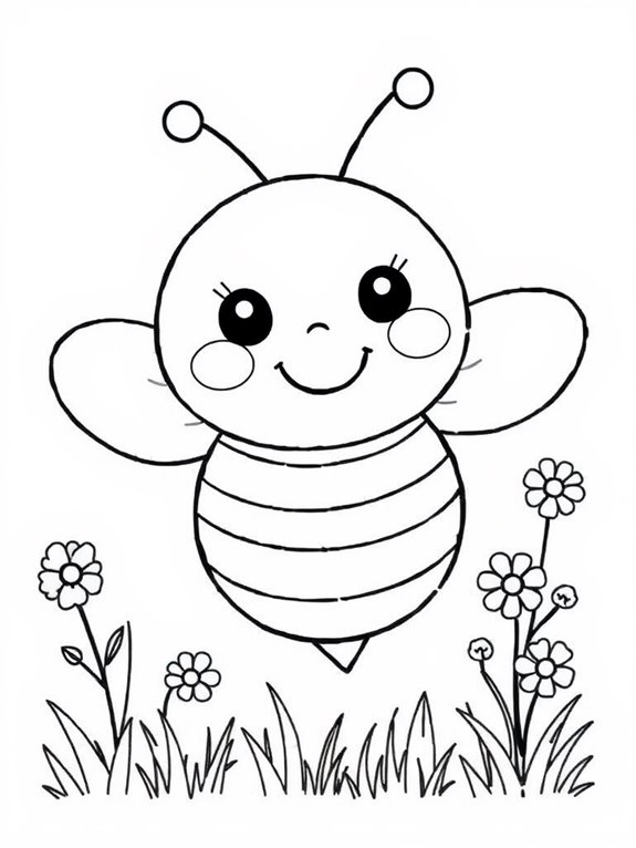 smiling bumblebee coloring page