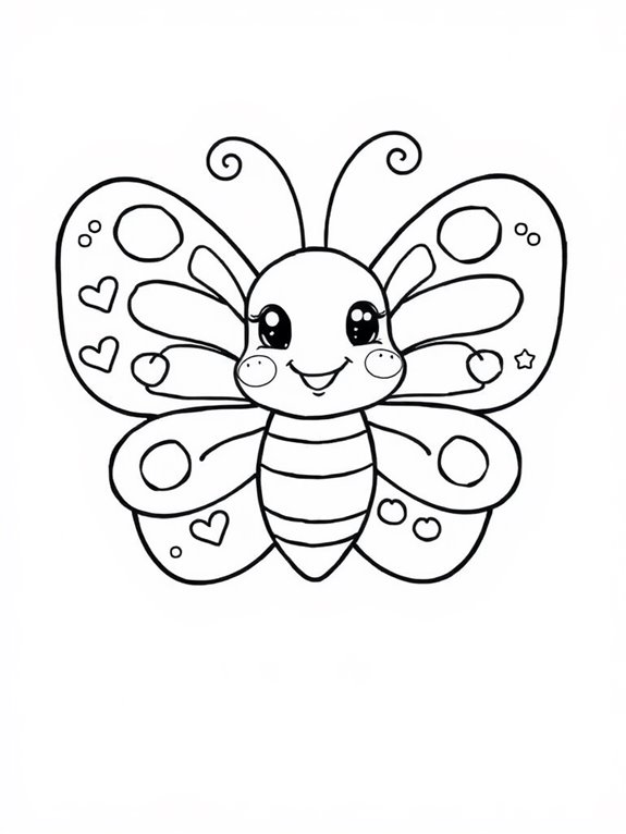 smiling butterfly coloring page