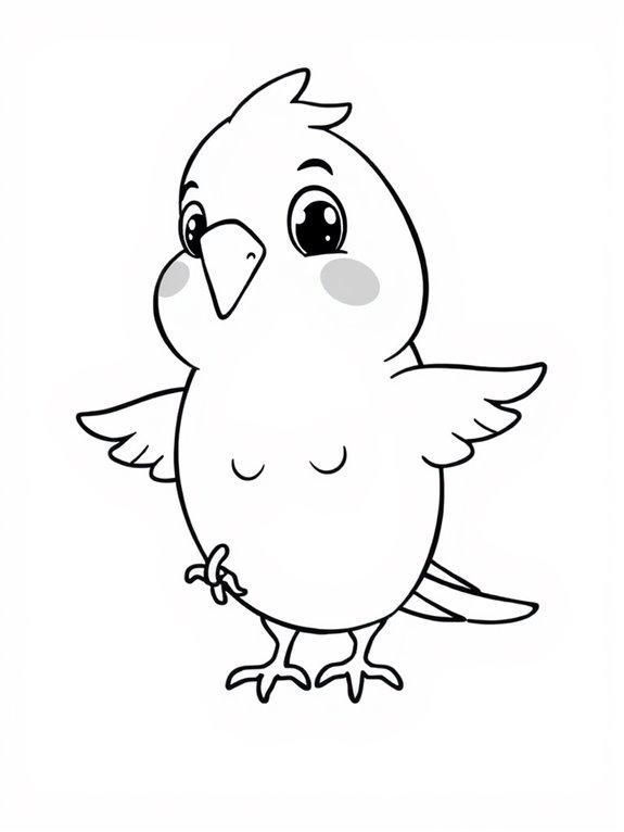 smiling cartoon budgerigar coloring