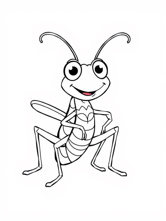 smiling cartoon grasshopper illustration