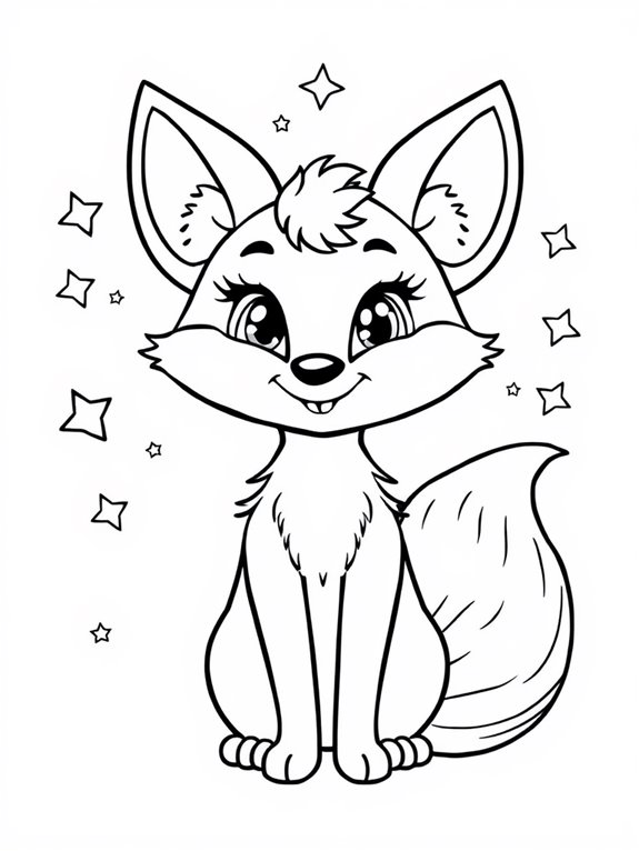 smiling cartoon magical fox