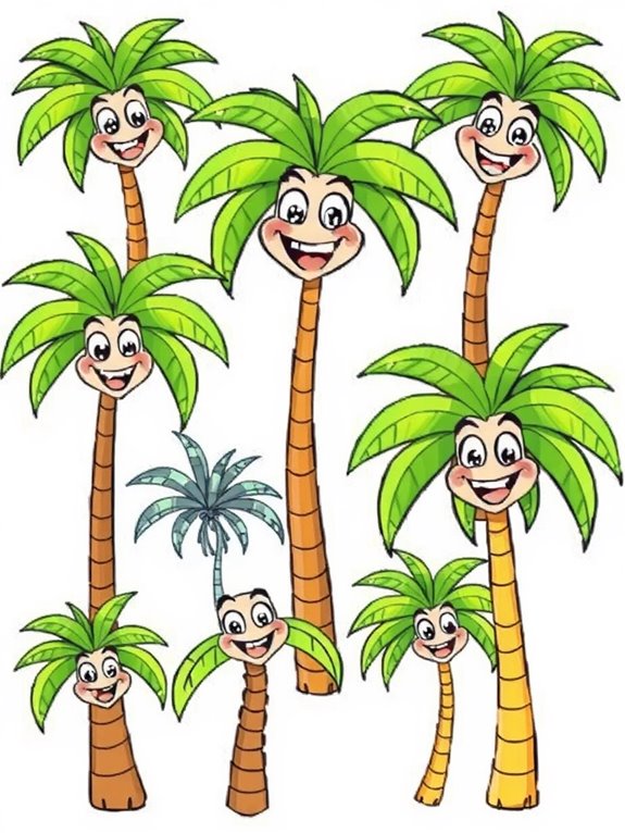 smiling cartoon palms illustration