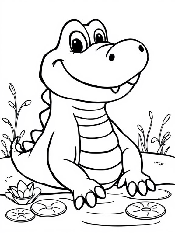 smiling crocodile coloring page