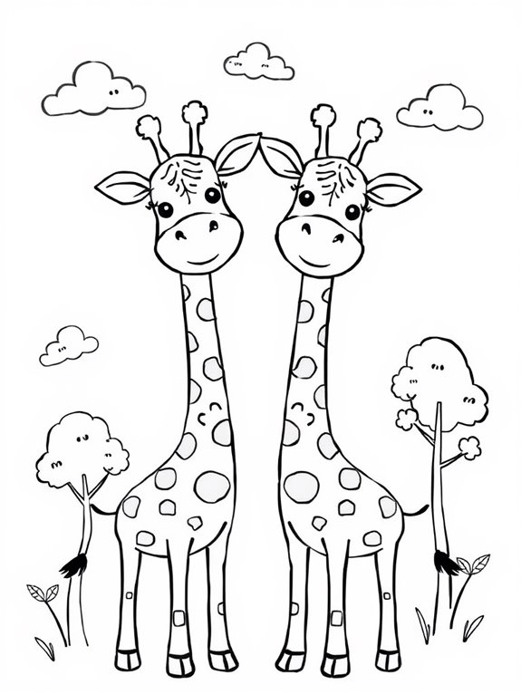 smiling giraffes coloring page