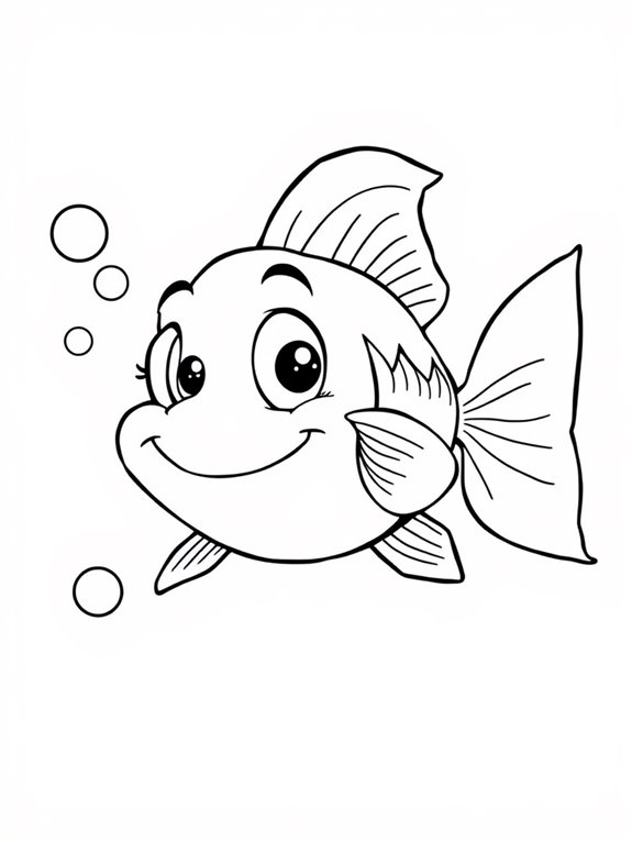 smiling goldfish coloring page