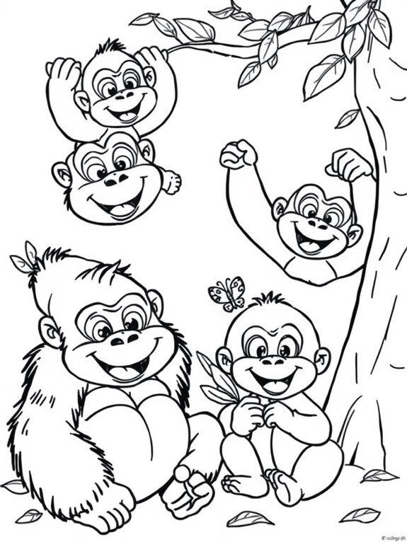 smiling gorillas coloring page