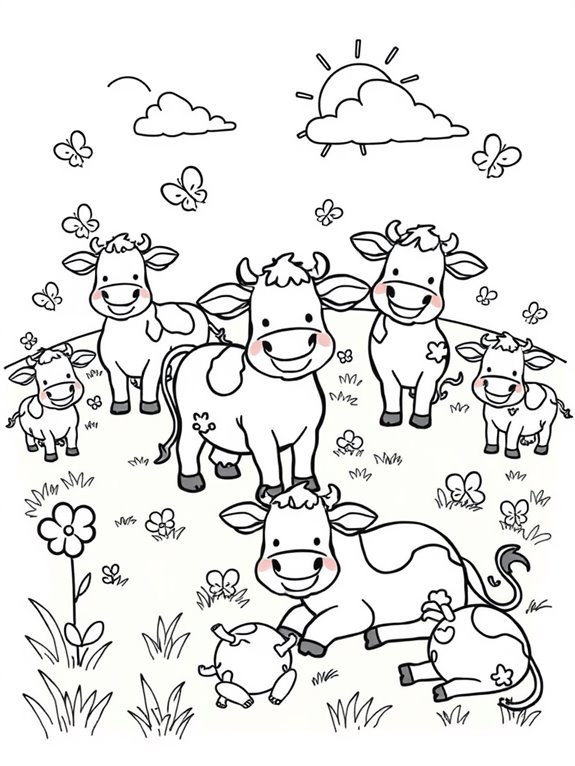 smiling happy cows coloring