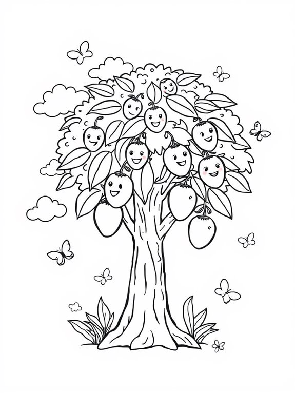 smiling mango tree illustration