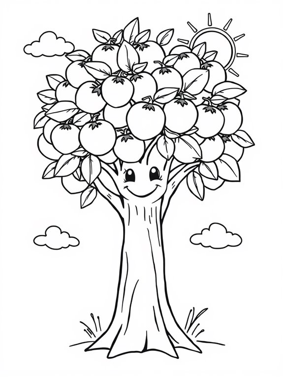 smiling orange tree illustration