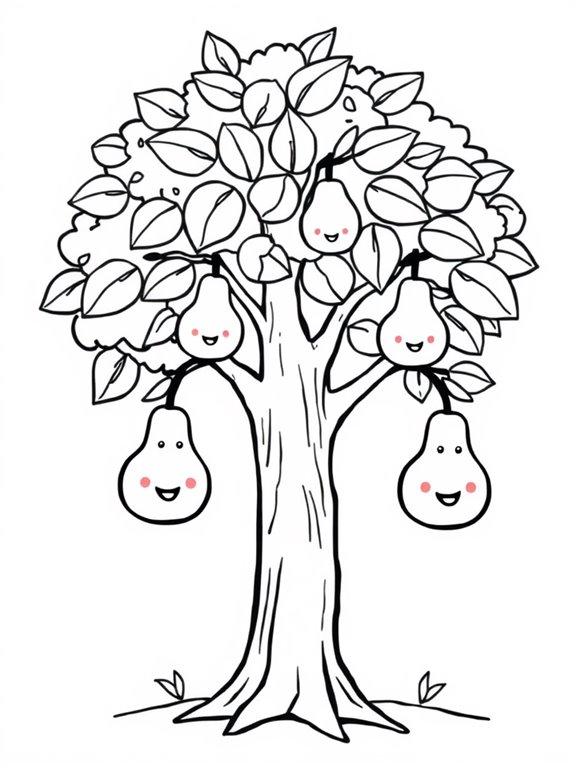 smiling pears in tree