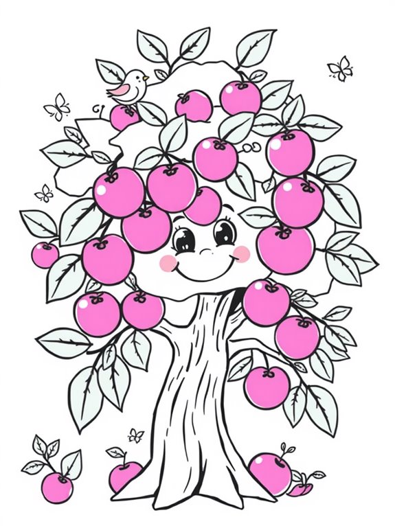 smiling plum tree coloring page