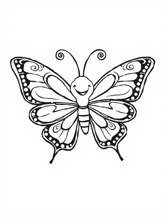 smiling whimsical butterfly coloring