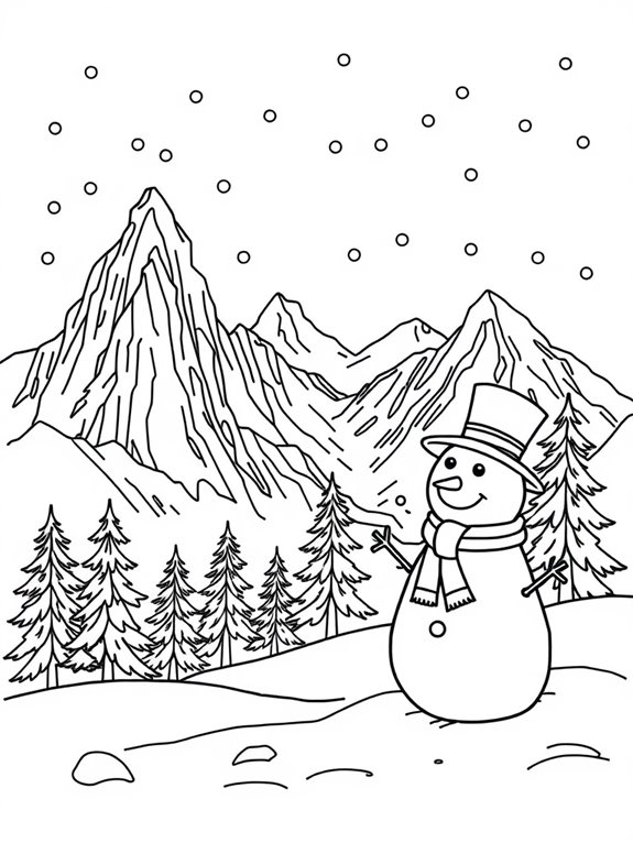 snowman on snowy mountain