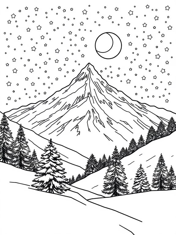 snowy mountain coloring page