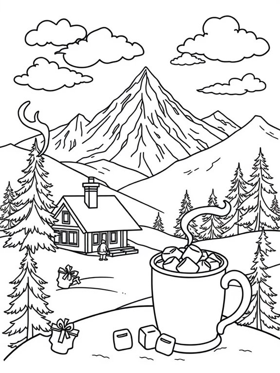 snowy mountain coloring page