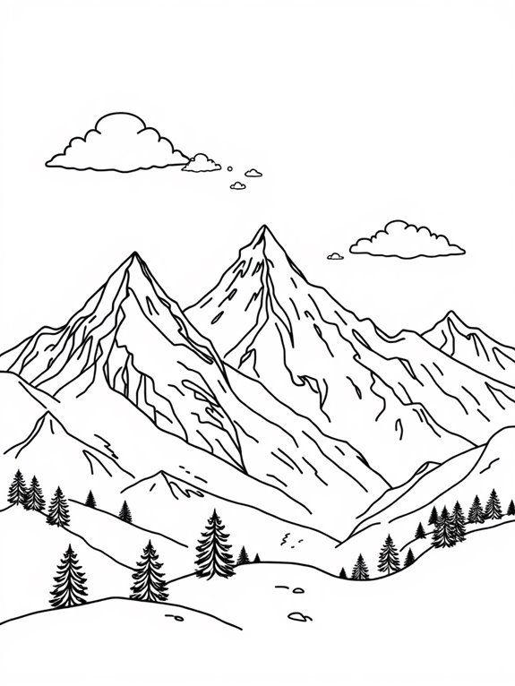 snowy mountain range illustration