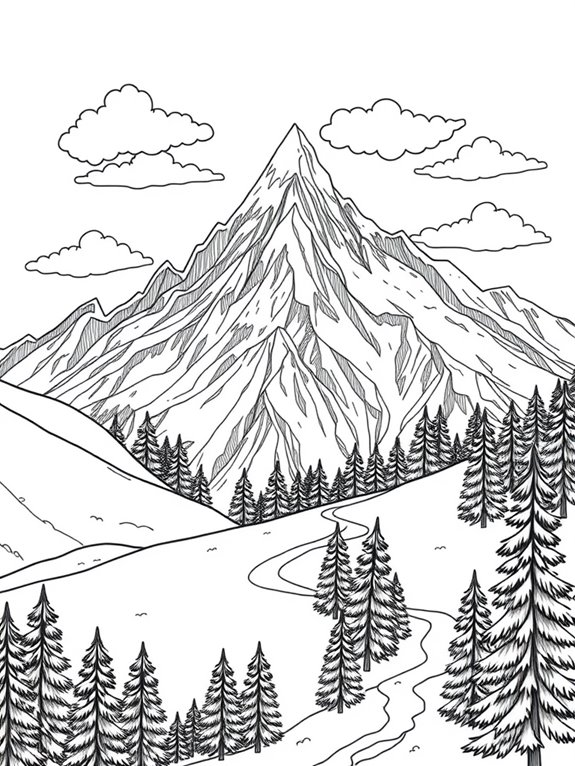 snowy mountain scenery coloring