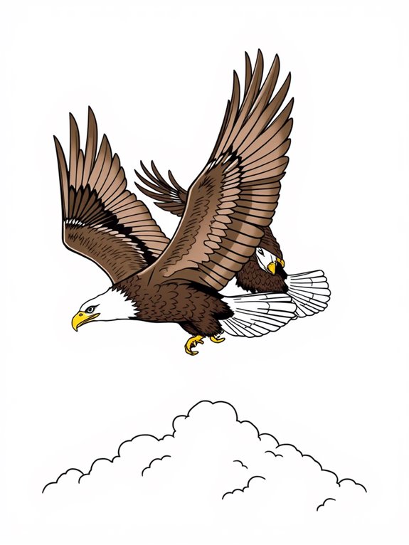 soaring bald eagles coloring page