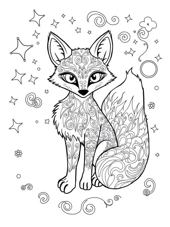 sparkling magical fox illustration