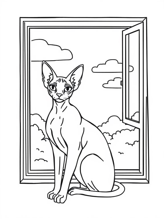 sphynx cat by window