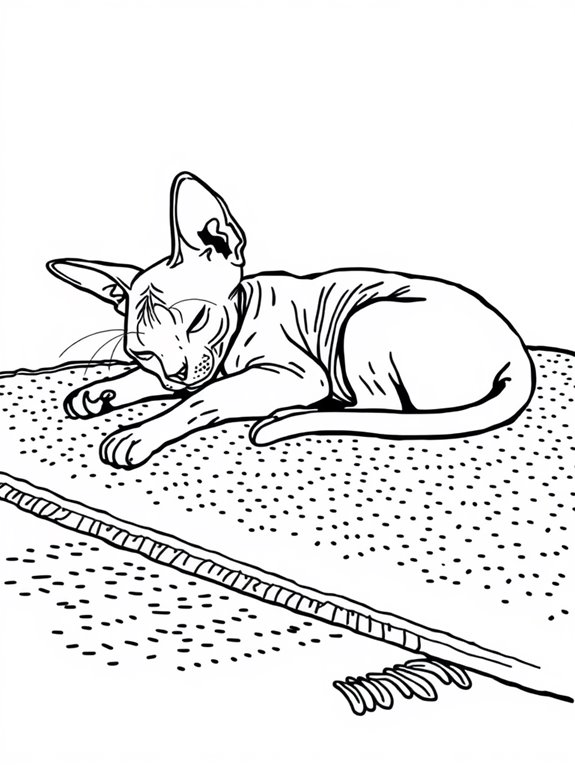 sphynx cat sleeping peacefully