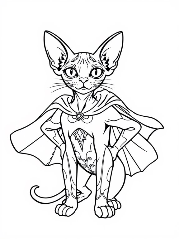 sphynx cat superhero coloring