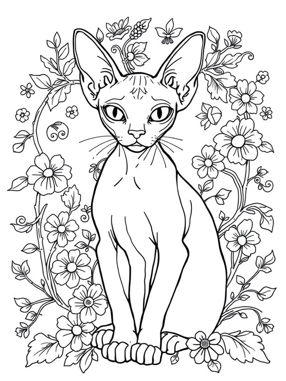 sphynx cat with flowers