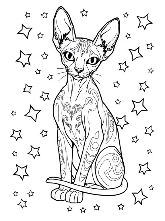 sphynx cat with stars