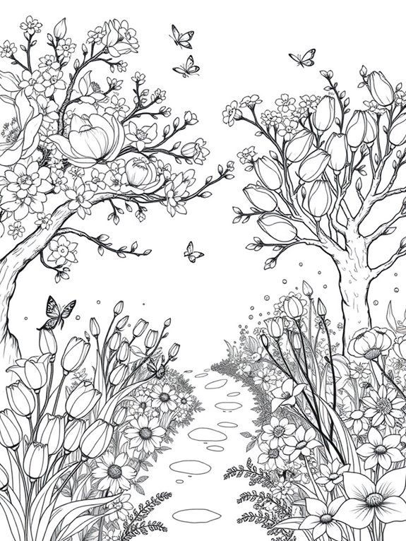 spring garden coloring page