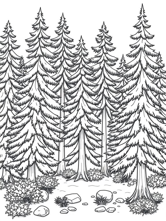 spruce forest coloring page