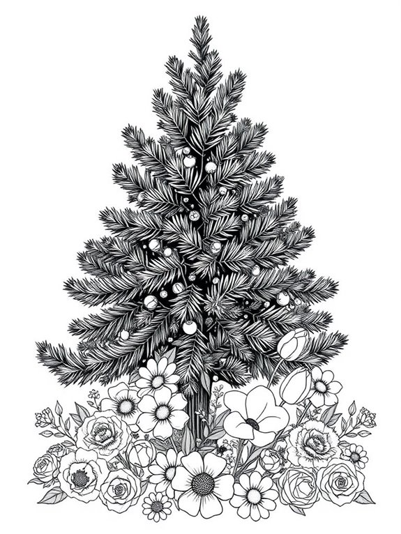 spruce tree with flowers