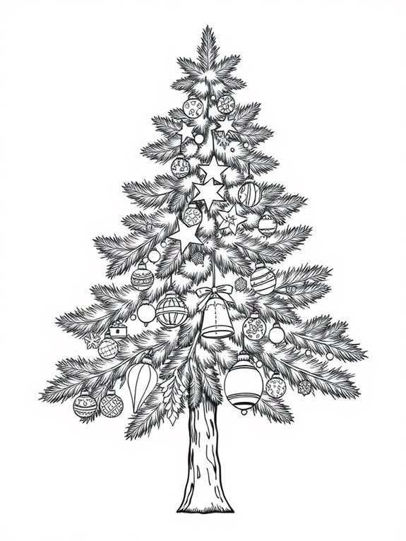 spruce tree with ornaments