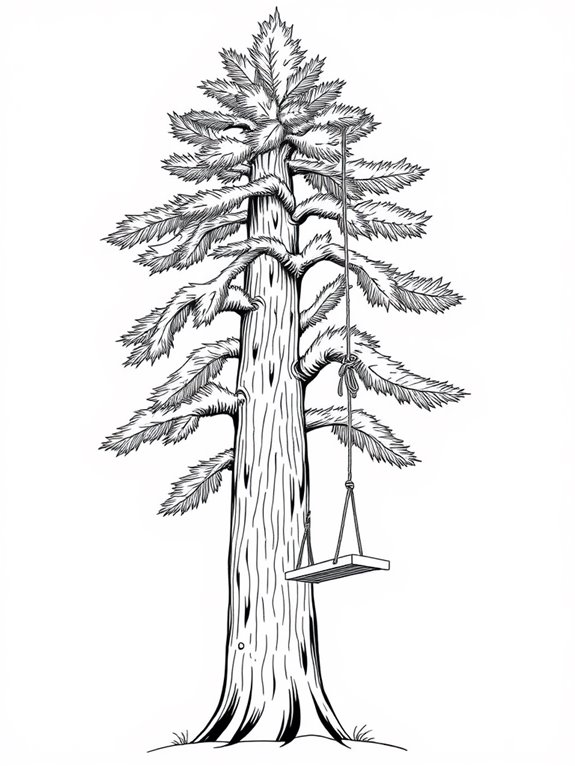 spruce tree with swing