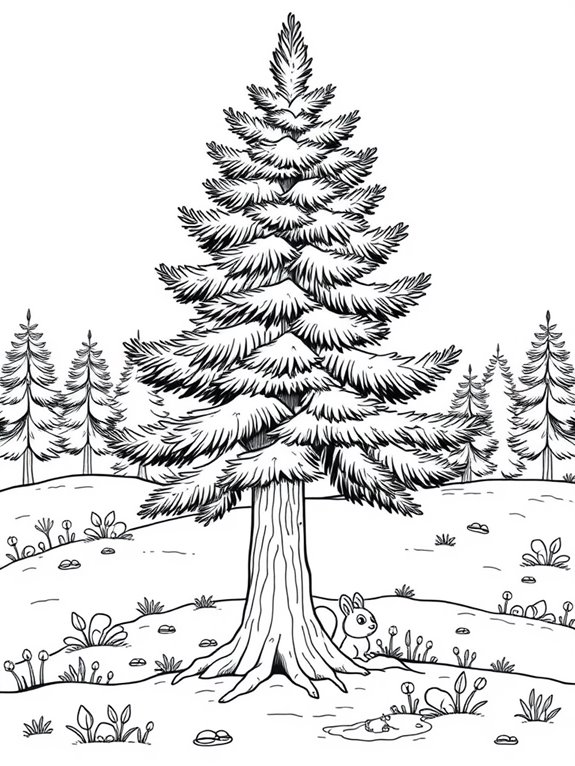 spruce tree woodland scene