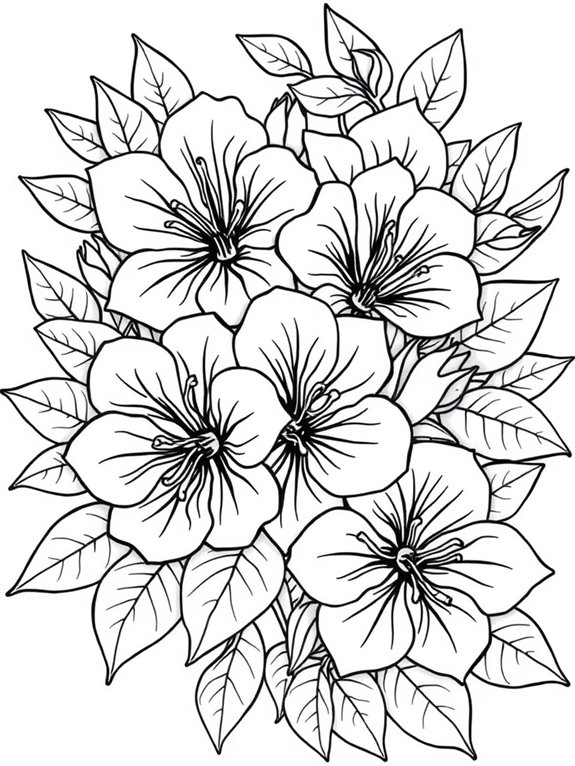 stylized azaleas coloring page