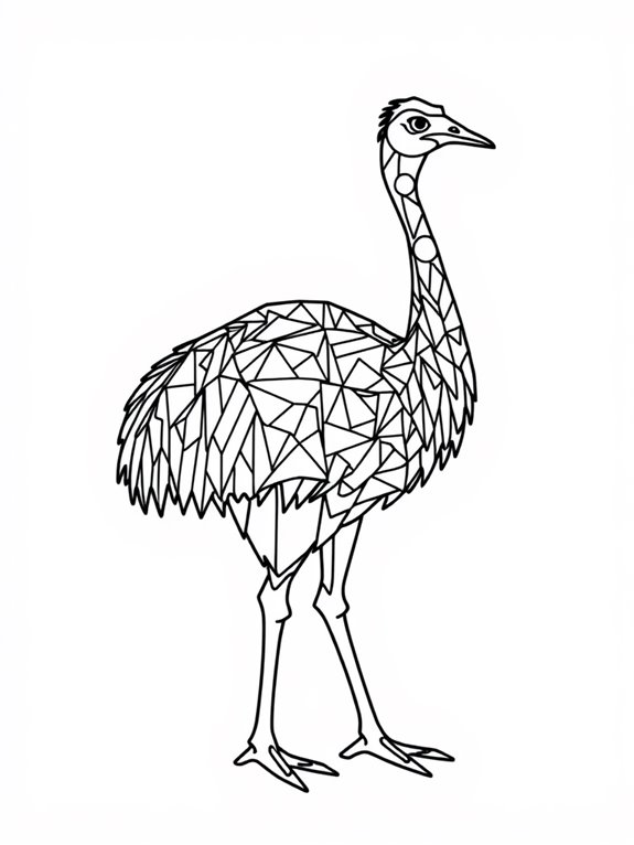 stylized geometric emu design