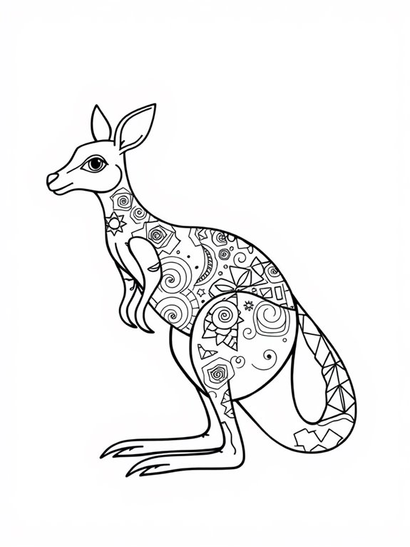 stylized patterned kangaroo illustration