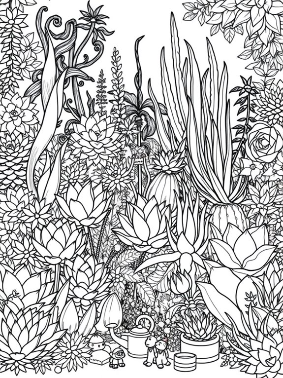 succulent garden coloring page