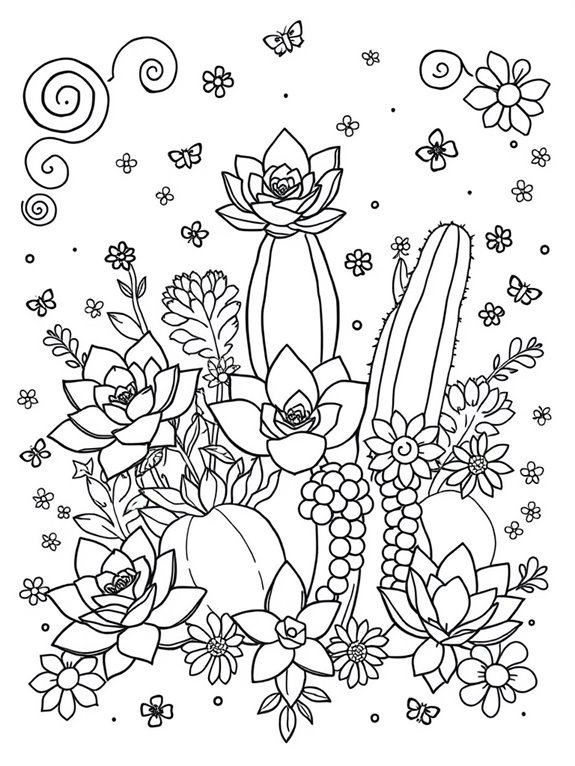 succulent themed coloring page