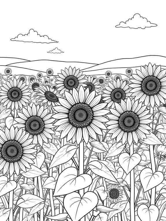 sunflower field coloring page