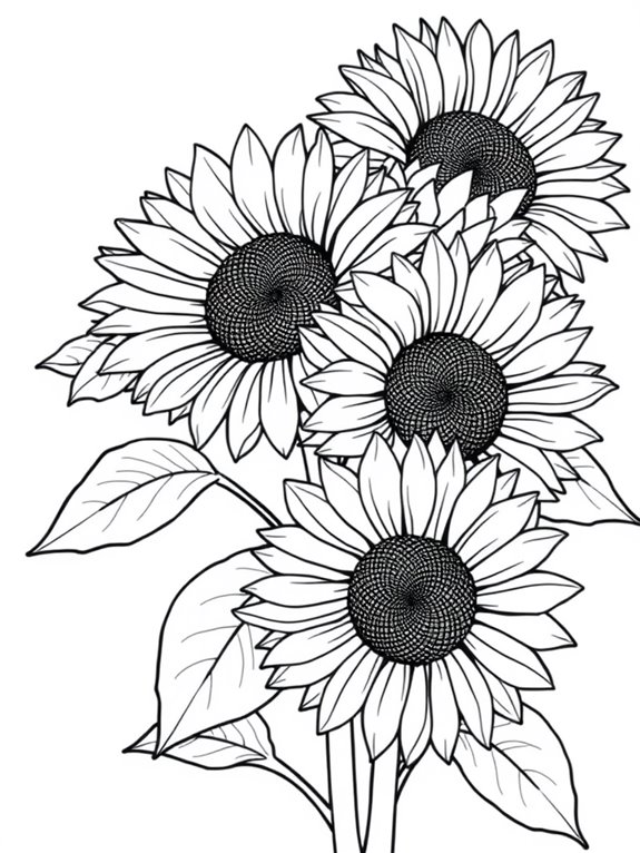 sunflower line art illustration