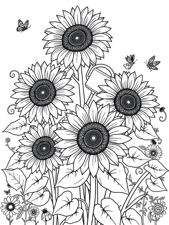 sunflower themed coloring page