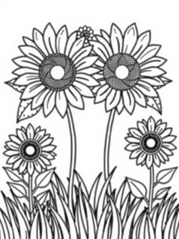 sunflowers coloring page design