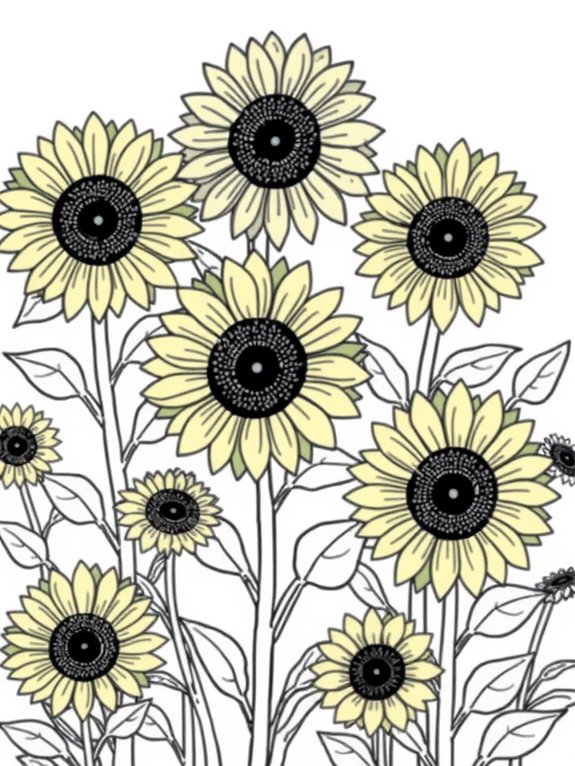 sunflowers coloring page design