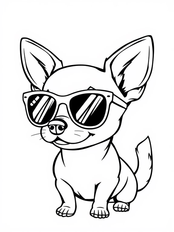 sunglasses wearing chihuahua coloring page