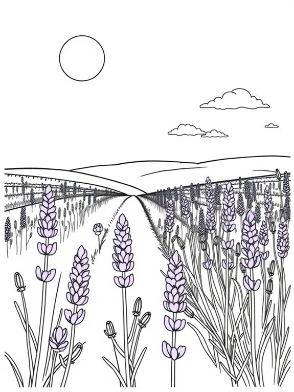 sunny lavender field coloring